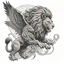 A lion and eagle facing off in a dramatic showdown, representing strength and freedom tattoo design idea