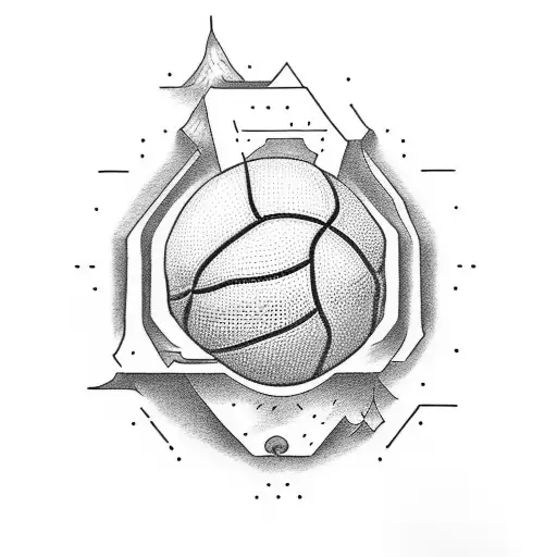 simple stick and poke basketball tattoo design idea