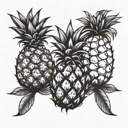 two pineapple holding hands  tattoo design idea