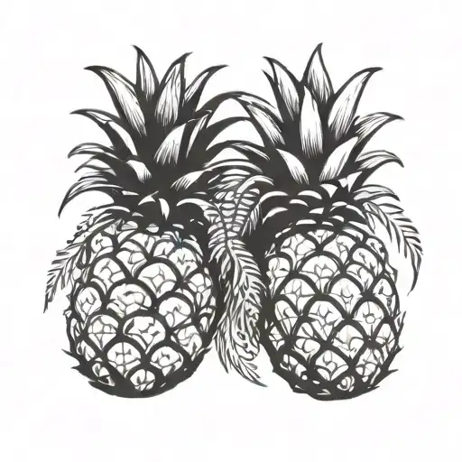 two pineapple holding hands holding each other tattoo design idea