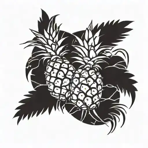 two pineapple representing kids with arms  holding hands holding each other tattoo design idea