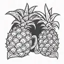 two pineapple with arms  holding hands holding each other tattoo design idea