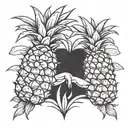 two pineapple with arms  holding hands holding each other tattoo design idea