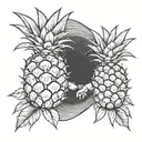 two pineapple with arms  holding hands holding each other tattoo design idea