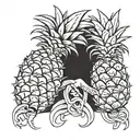 two pineapple with arms  holding hands holding each other tattoo design idea