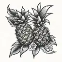 two pineapple holding hands tattoo design idea
