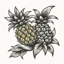 two pineapple holding hands tattoo design idea
