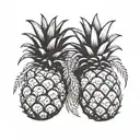 two pineapple holding hands holding each other tattoo design idea