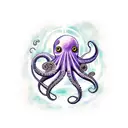 octopus in space with shuttle tattoo design idea