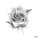 fire rose tattoo design idea