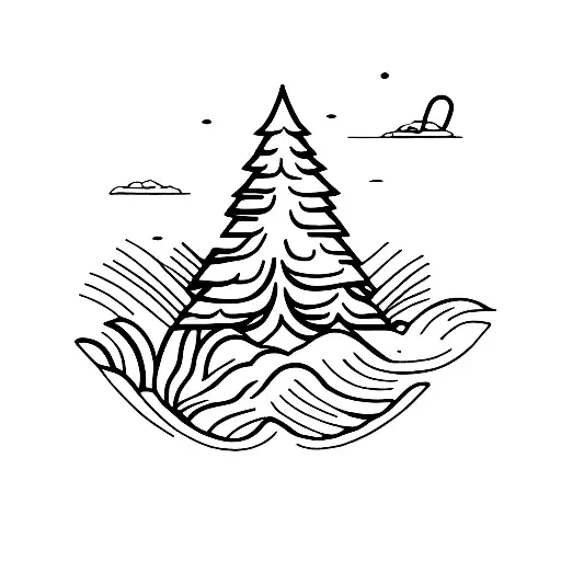 canoe paddles with pine tree tattoo design idea