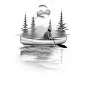 canoe paddles with pine tree tattoo design idea