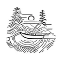 canoe paddles with pine tree tattoo design idea