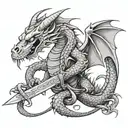 Dragon wrapped around a sword tattoo design idea