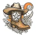 texas outline, within it a maverick, snakeskin boots, Alamo, whataburger logo, cowboy hat on top of panhandle, dove tattoo design idea