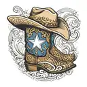 texas outline, within it a maverick, snakeskin boots, Alamo, whataburger logo, cowboy hat on top of panhandle, dove tattoo design idea