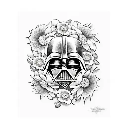 Darth Vader with flowers tattoo design idea
