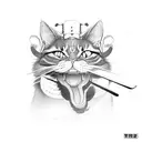 samurai cat tattoo design idea
