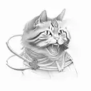 samurai cat tattoo design idea