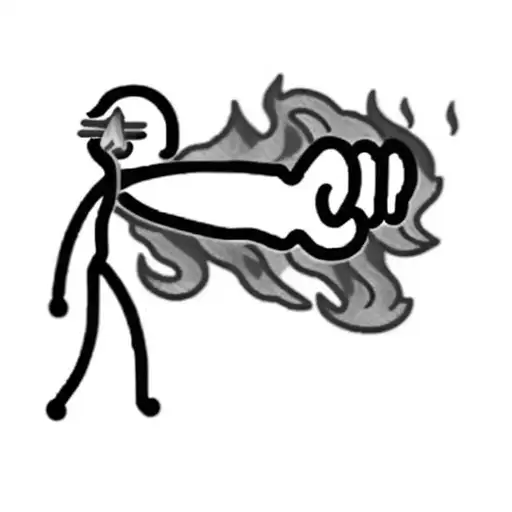 a stick figure with a flame in his hand tattoo design idea
