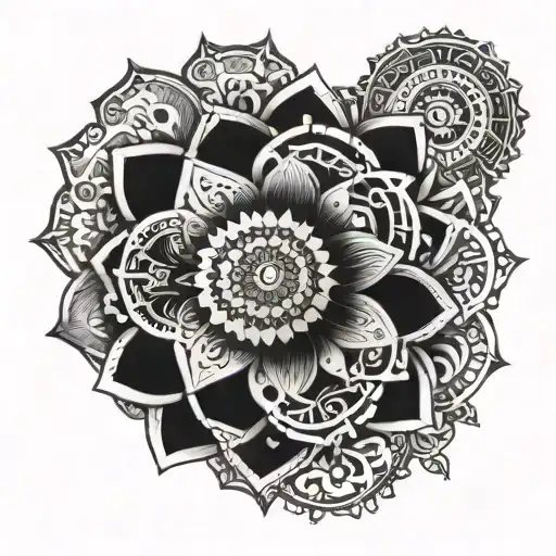 An intricate mandala design intertwined with elements of physical therapy tools, representing your passion for helping others and healing tattoo design idea