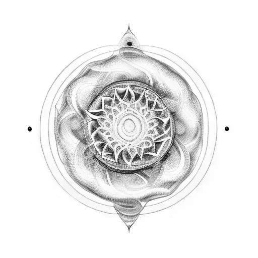 Indian God Shiv sitting in a mediation pose within a Fibonacci spiral tattoo design idea