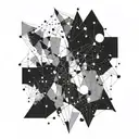 Scattered throughout the design are tiny starbursts and geometric representations of constellations, creating a sense of tattoo design idea