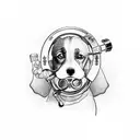 A dog wearing a stethoscope and holding a Dr Pepper can tattoo design idea