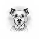 A dog wearing a stethoscope and holding a Dr Pepper can tattoo design idea