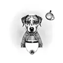 A dog wearing a stethoscope and holding a Dr Pepper can tattoo design idea