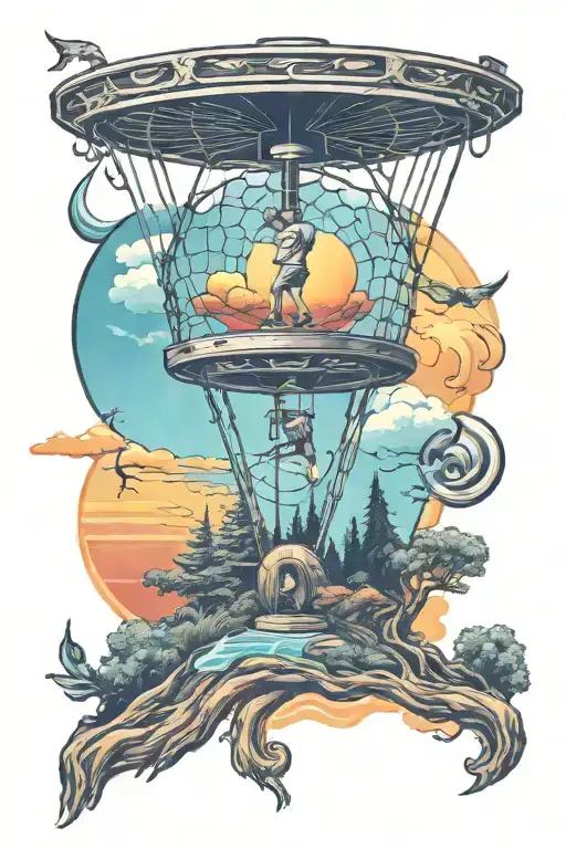 disc golf basket tattoo design idea