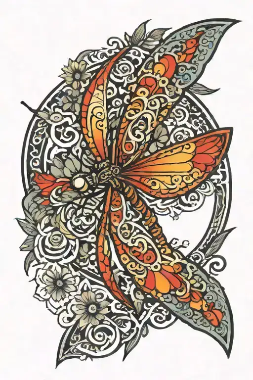 dragon fly mandala design incorporating tattoo design idea