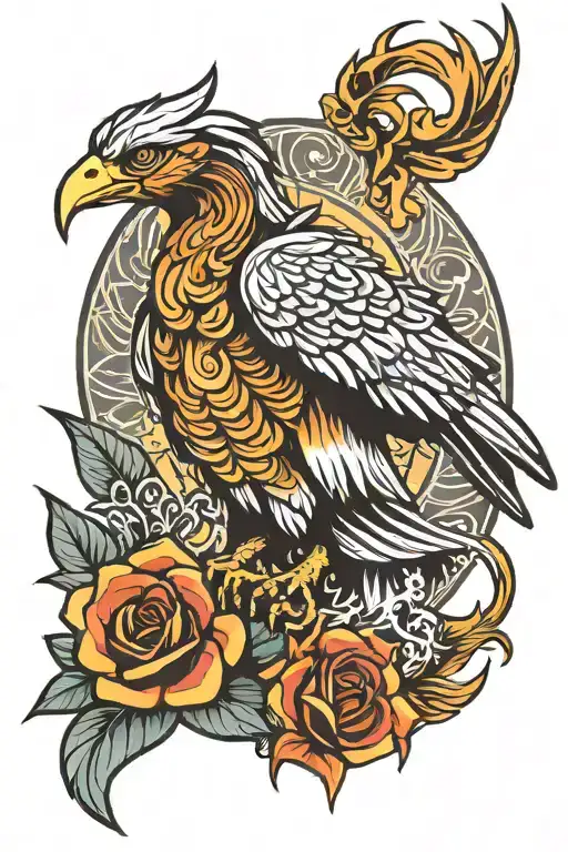 scorpion eagle pheonix wings with crown tattoo design idea