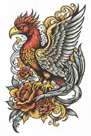 scorpion eagle pheonix wings with crown tattoo design idea