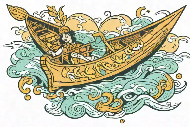 canoe floating tattoo design idea