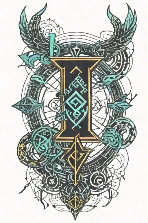 Name Alex with zodiac sagittarius zodiac sign tattoo design idea