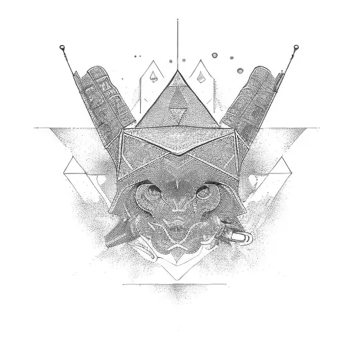 8 number with colors and a piramid tattoo design idea