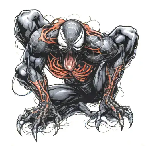 Andrew Garfield as Amazing Spider-Man, trying to take off Venom tattoo design idea