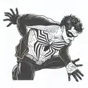 Andrew Garfield in costume from the first Amazing Spider-Man, trying to take off Venom from Tom Hardy tattoo design idea