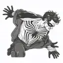 Andrew Garfield in costume from the first Amazing Spider-Man, trying to take off Venom from Tom Hardy tattoo design idea