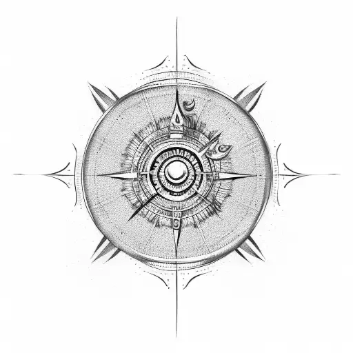 single dragon with compass tattoo design idea