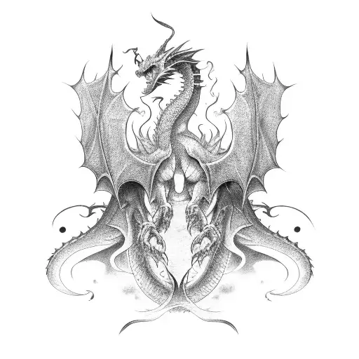 dragon for good luck tattoo design idea