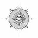 single dragon with compass tattoo design idea