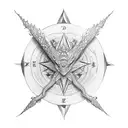 single dragon with compass tattoo design idea