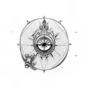 single dragon with compass tattoo design idea