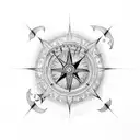 single dragon with compass tattoo design idea