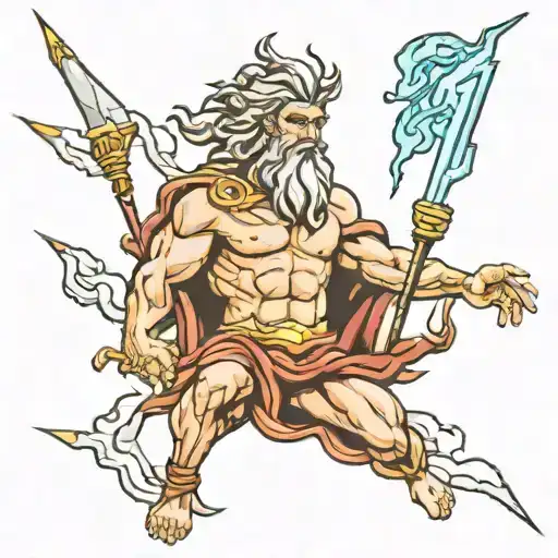 Zeus with lightning bolt tattoo design idea