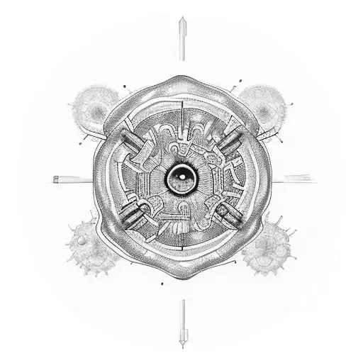 tattoo desing with microscope surrounded by dna and bacteria and viruses tattoo design idea