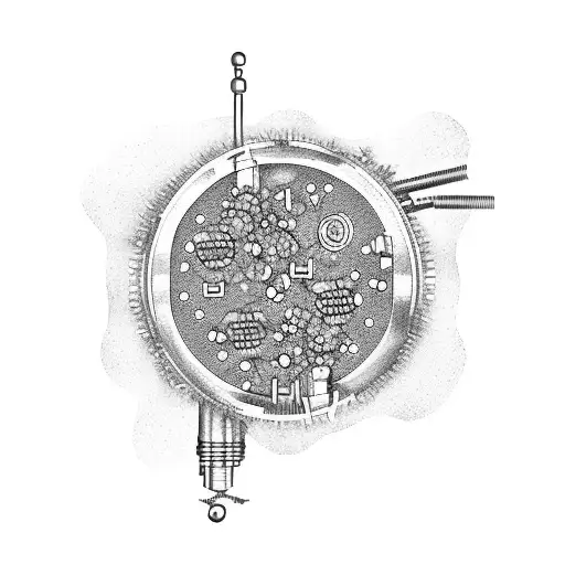 microscope surrounded by dna and bacteria and viruses tattoo design idea