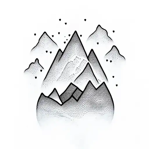 mountains with a heart tattoo design idea